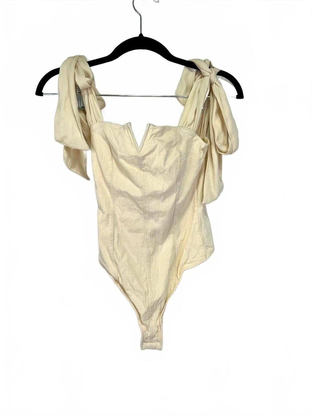 Free People Intimately Cream Tie-Strap Bodysuit Size Extra Small (XS)